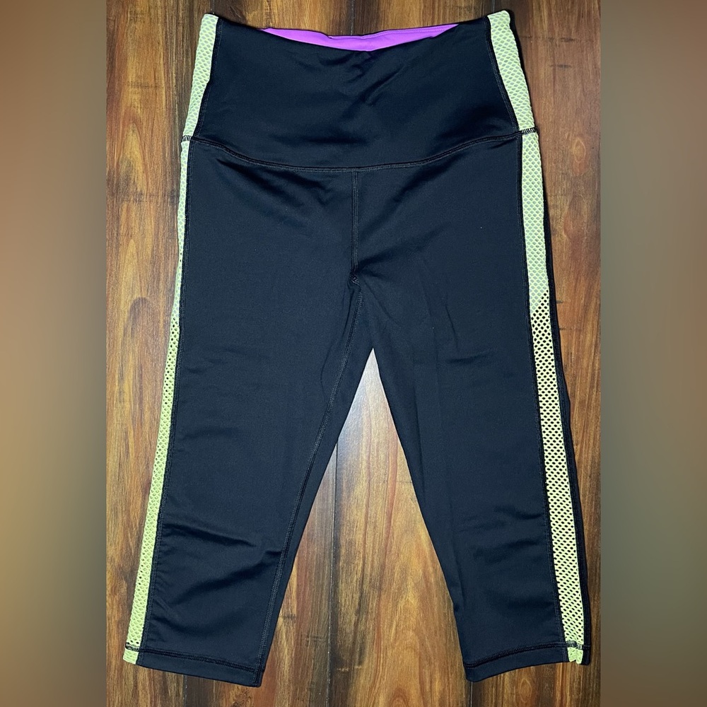 Victoria's Secret Black Leggings with Lime Accents